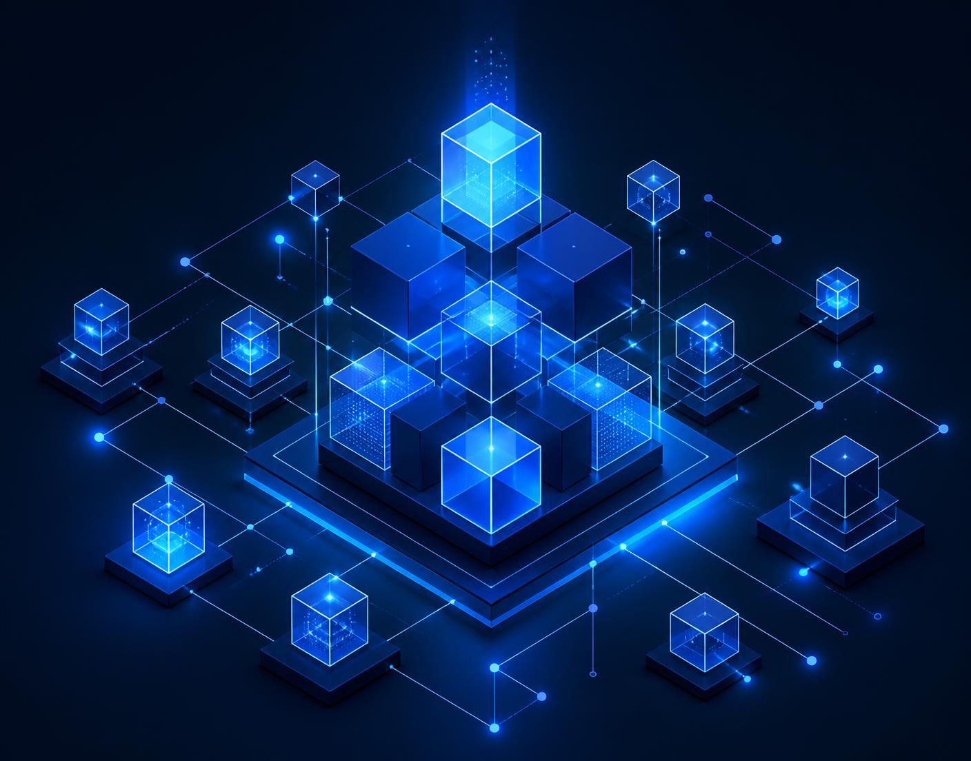 Isometric illustration of a connected capital raise infrastructure